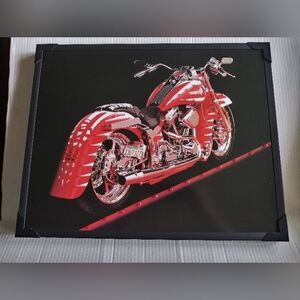 Harley Davidson Red Motorcycle Wall Decor Black Framed Picture (16 x 20) NEW